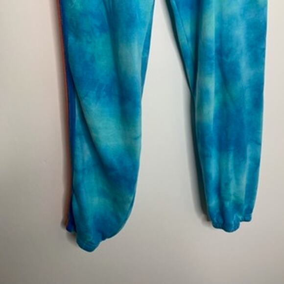 Aviator Nation Blue Tie Dye Sweatpants Neon Stripe Womens Medium - Picture 3 of 9